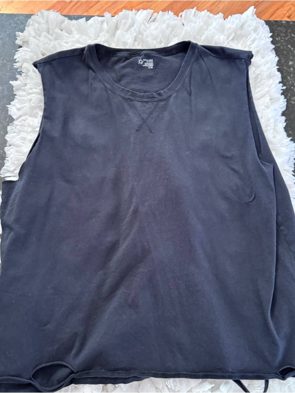 aerie Black Sleeveless Cotton Tank Top